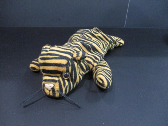 Vintage 1995 TY Beanie Baby Original Dark Stripes The Tiger No Hang Tag First Generation Black & White Tush Tag Excellent Condition
