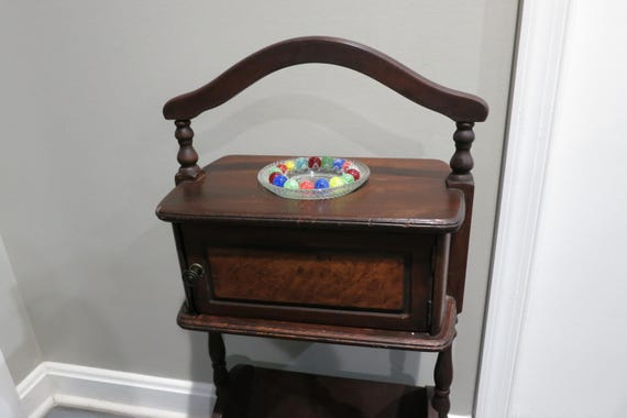 Antique Cherry Smoking Stand with Humidor