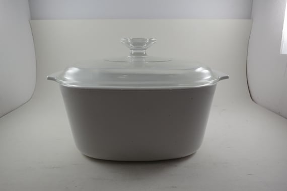 Vintage Corning Ware All/Just White 3 Quart Saucepan with Glass Lid