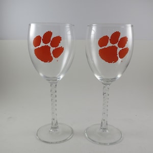 Clemson Tigers Wine Glasses: 8 Inch Collegiate Barware