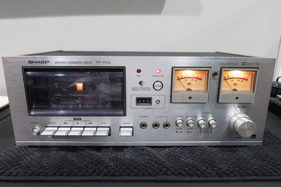 1980's Sharp RT-115 Stereo Cassette Deck Silver Retro Needs Repair