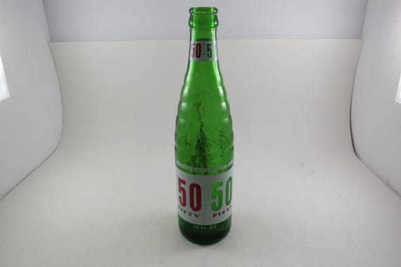 Vintage Grafs 50/50 Soda Bottle: Green Grapefruit Lime, Red & White