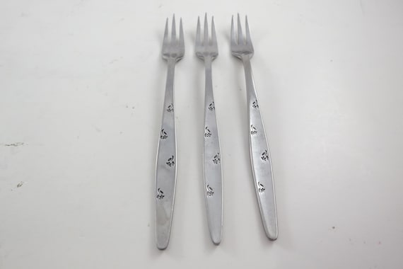 Easterling Tuscan Ware Seafood Forks: Floret Pattern, Set of 3