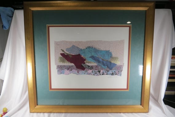 Abstract Mixed Media Framed Wall Art Signed Steve Strickland Artist 27x24