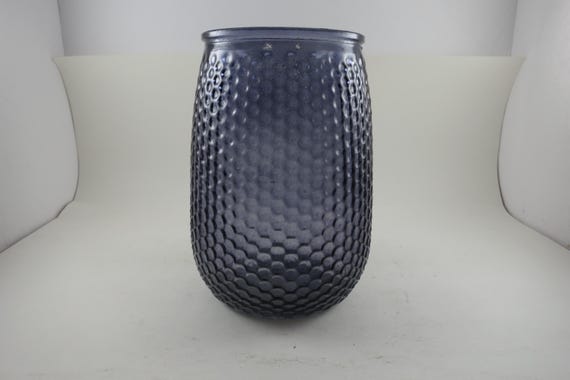 Vintage Smoke Gray Honeycomb Vase