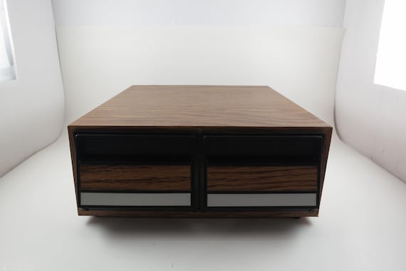 Vintage 1980s Faux Wood Cassette Tape Holder: Storage for 28 2 Row