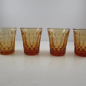 MCM Noritake Amber Whiskey Glasses: Diamond Pattern Tumblers, Set of 4