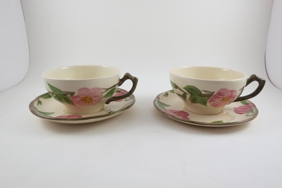 1990's Franciscan Ware Desert Rose Pattern Two Cup and Saucer Sets Excellent Condition