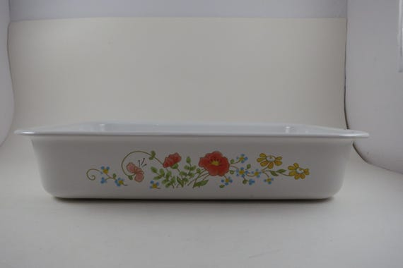Vintage Corning Ware 10x6x2 Casserole Baker Wildflower Pattern