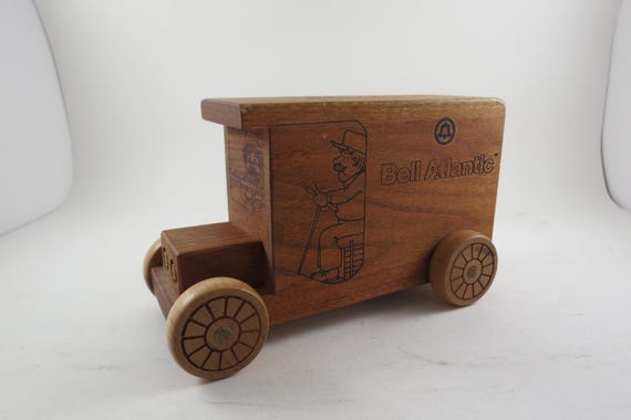 Vintage 1984 Bell Atlantic Wooden Toy Bank