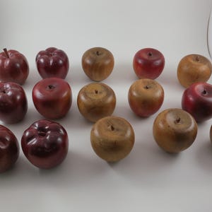 Set of 15 Wooden Red and Brown Apples for Display 3 Inches Tall Nice Home Decor