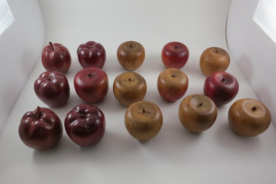 Set of 15 Wooden Red and Brown Apples for Display 3 Inches Tall Nice Home Decor