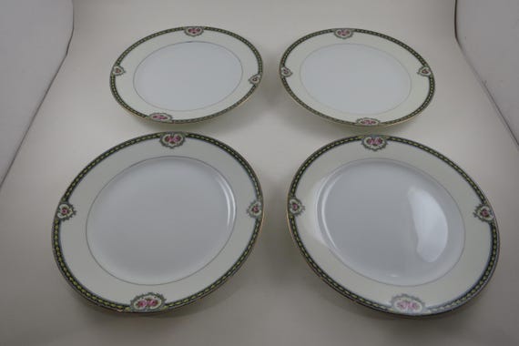 Set of Four Vintage 1920's Noritake Kenosha Pattern 7 3/4 Inch Salad Plates