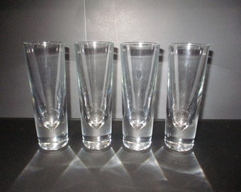 Vintage 1980's Set of Four Carlo Moretti Bullet Glasses Italian Heavy 7 Inches Tall Excellent Condition Free Shipping