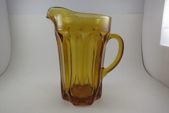 Vintage Fairfield Amber Water Pitcher Anchor Hocking 8 1/2 Inches Tall