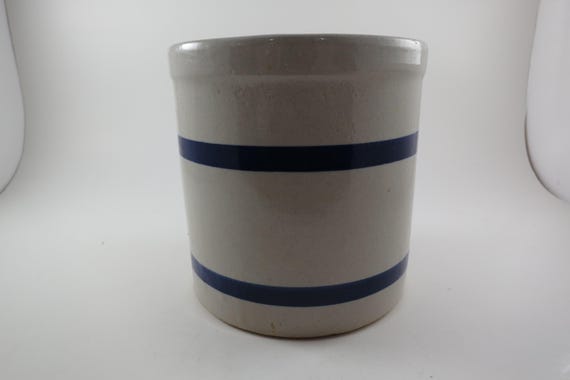 Vintage 1 Quart Robinson Ransbottom Crock Jar: Blue Band Pottery