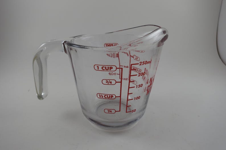 Vintage Anchor Hocking Pyrex Measuring Cup - 1 Cup, Red Lettering - Etsy