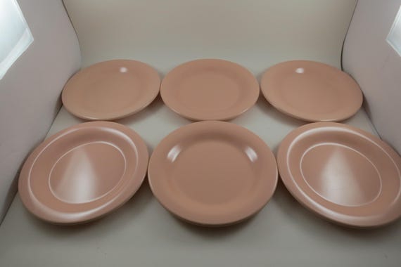 Vintage MCM Kasen Salad Plates: Salamander Pink Set with Bonus Bowl