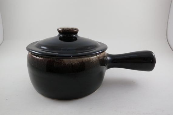 Vintage Pfaltzgraff Brown Drip Individual Casserole Dish with Handle and Lid