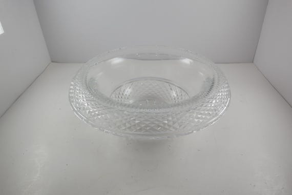 Large Lead Crystal Turned Rim Center Bowl Very Detailed and Heavy Very Good Condition