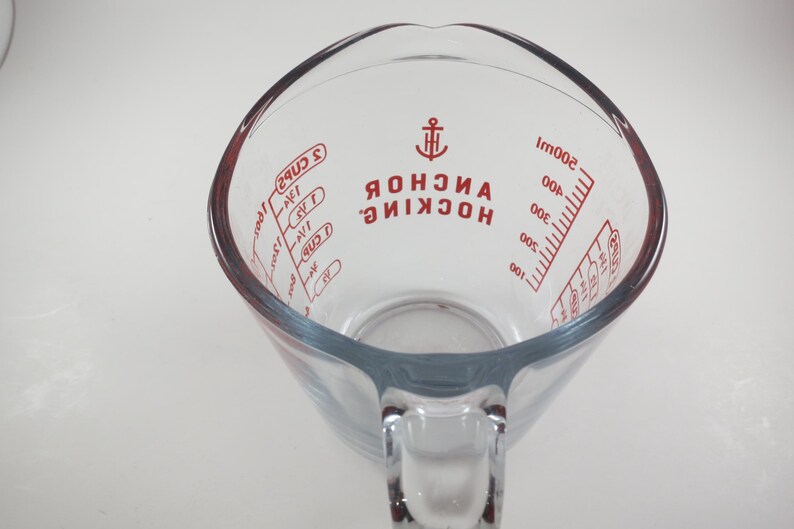 Vintage Anchor Hocking Pyrex Measuring Cup - 2 Cup, Red Lettering - Etsy