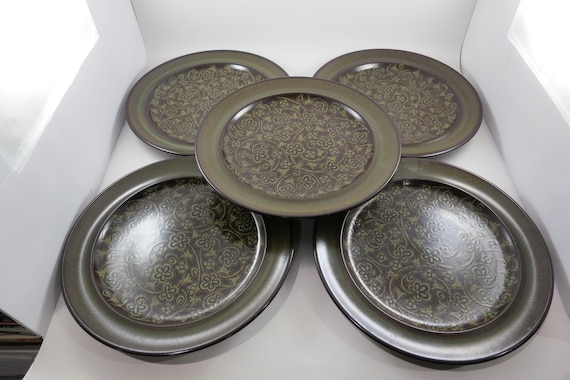 Vintage Franciscan Madeira Pattern Set of Five 10 1/2 Inch Dinner Plates Like New Condition