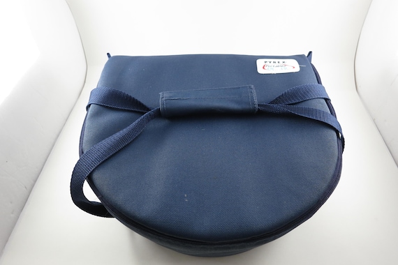 Vintage Pyrex Portables 4.5 Quart Round Bowl with Lid, Dark Blue Case