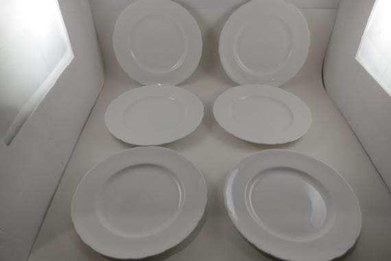 Tuscan Fine Bone China Salad Plates - Solid White - Set of 6