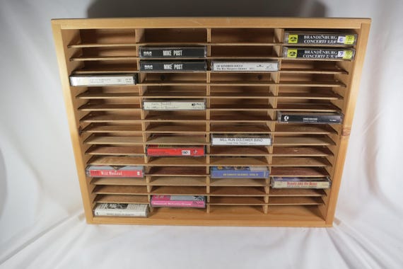Napa Valley Wooden 64 Cassette Crate Holder: Wall Mount or Freestanding Storage
