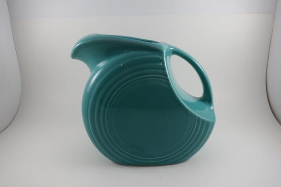 Vintage Fiesta Ware Turquoise Large Disc Pitcher