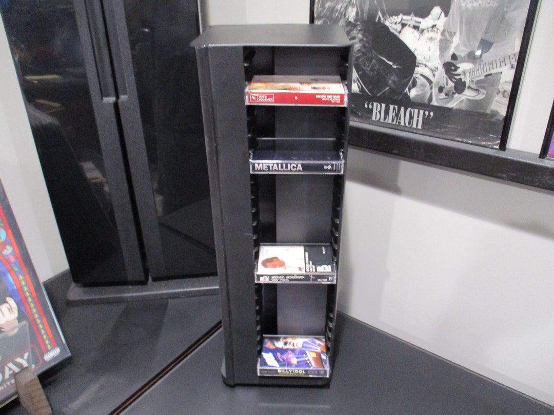 Vintage 1980's Black Laserline Cassette Tape Storage Tower Etsy
