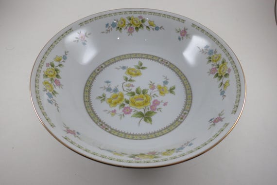 Dover Gardens by Sears Pink Yellow Floral China 9 1/4 Inch Round Serving Bowl