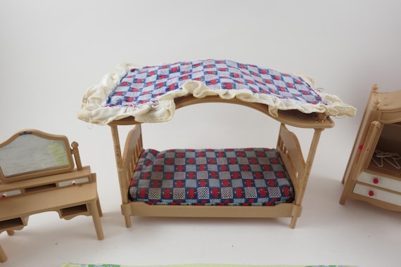 Vintage 80's Doll House Furniture Lot of 13 Pieces Fisher Price and Tomy Plastic