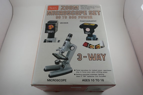 Vintage 1970s Sears Zoom Microscope Set 50 to 900 Power w/ Many Extras IOB