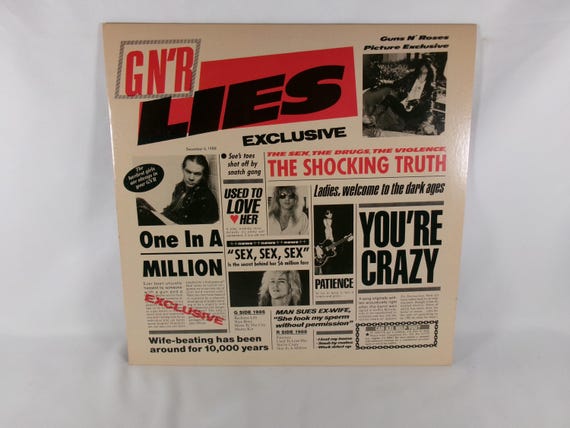 1988 G N' R Lies Vinyl LP Record, Original US Pressing, Uncensored Cover NM
