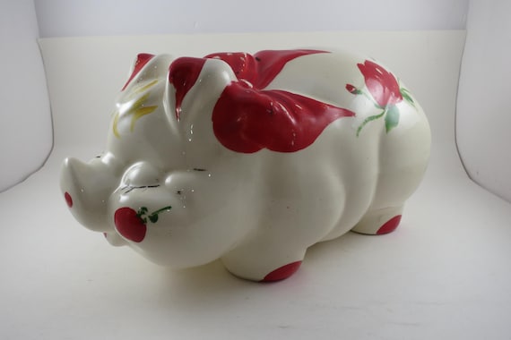 Vintage Shawnee Pottery Large Pig Piggy Bank 12 Inches Long