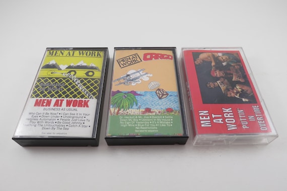 Vintage 1980's Men At Work Cassette Tapes Business As Usual Cargo Puttin In Overtime Sold Individually