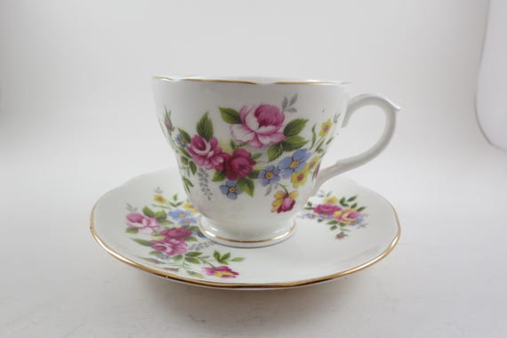Vintage Duchess Fine Bone China Blue Floral Cup and Saucer Set 329 Excellent Condition