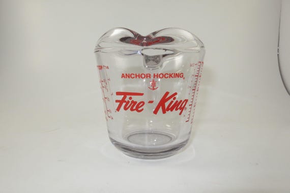 Vintage Fire King 1-Cup Measuring Cup: Red Lettering