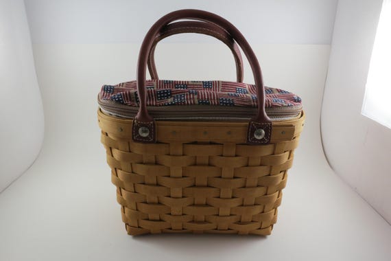 2005 Longaberger Woven Basket Purse with Leather Strap
