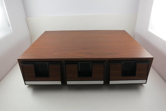 Vintage 1980s Faux Wood Cassette Tape Holder: Music Mate Storage for 42