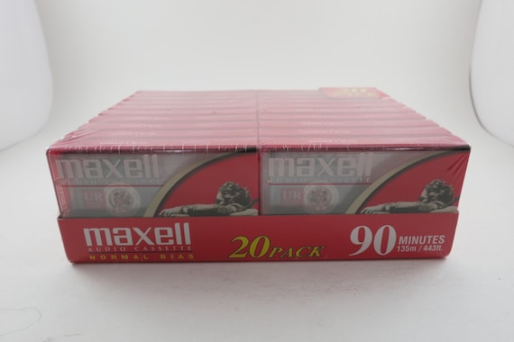 Vintage Sealed Blank Cassette Tape 20 Pack Maxell UR90 Normal Bias New Old Stock
