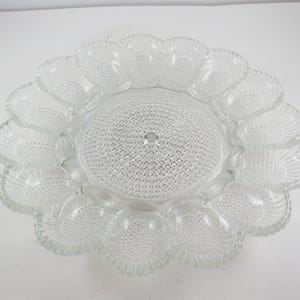 Pressed Glass Egg Plate Deviled Hobnail Indiana Glass Company 11 Inches Excellent Original Condition