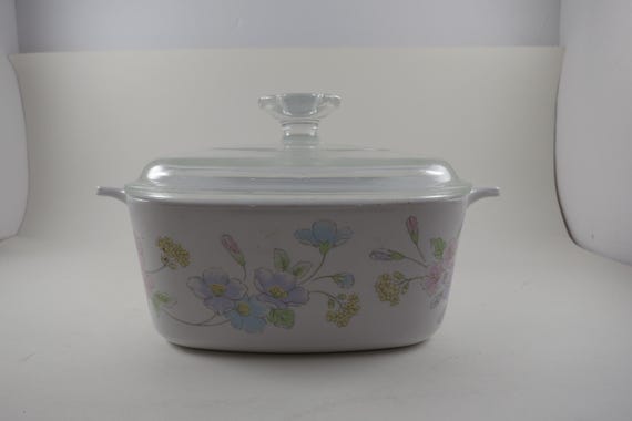 Vintage Corning Ware Pastel Bouquet Saucepan: 1.5 Liter with Glass Lid