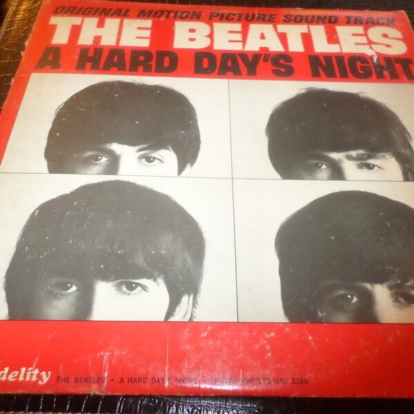 Vintage 1964 LP Record The Beatles A Hard Days Night Error with I Cry Instead Mono Version Very Good Condition
