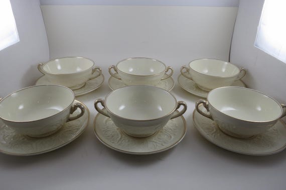 Vintage 1960s Wedgwood Patrician Soup Bowls Set (6) – Athenian Gold Porcelain