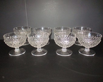 Set of Eight 1940's Duncan Miller Clear Hobnail Sherbet Glasses Excellent Condition Free Shipping