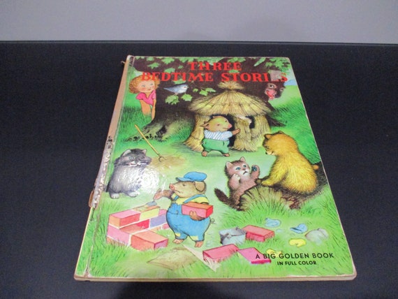 Vintage 1958 Golden Book Three Bedtime Stories 7th Printing Illustrated Very Good Condition