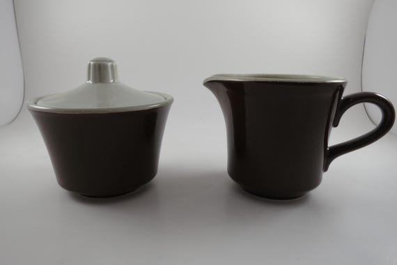 Vintage MCM Taylor Smith Taylor Ironstone Italiano Pattern Cream and Sugar with Lid Set