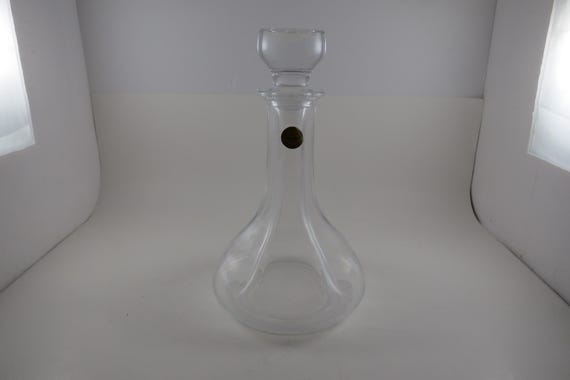 Vintage French Cristal Decanter with Stopper - 10 Inches Tall NOS with Sticker